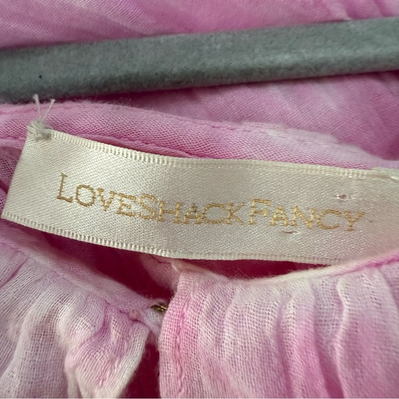 LoveShackFancy Dress Marina Mini Ruffle Tiered in Peony Pink Hand Tie - Picture 8 of 11